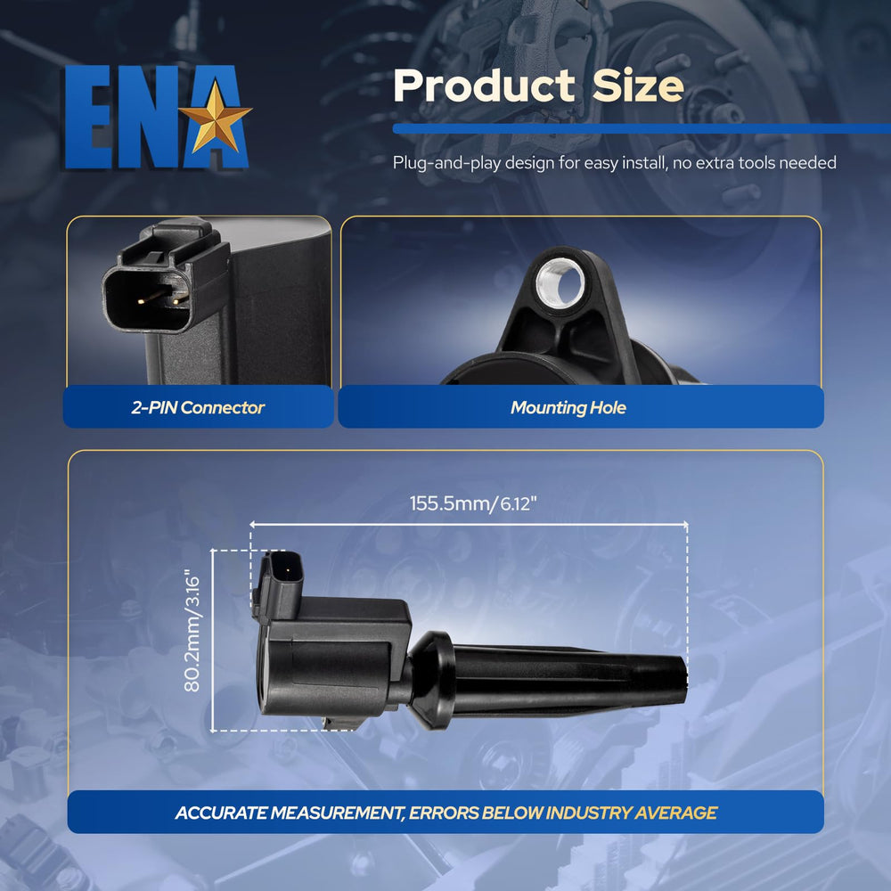 ENA coil pack set packaging shows contents and parts included.