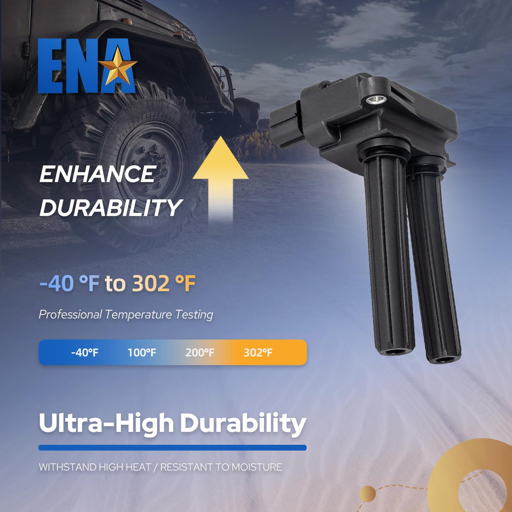 ENA ignition coils eight-pack in Challenger front view for 5.7L HEMI compatibility