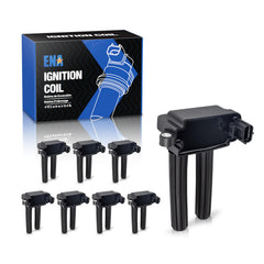 ENA eight-pack ignition coils installed in Dodge Ram engine bay for reliable ignition