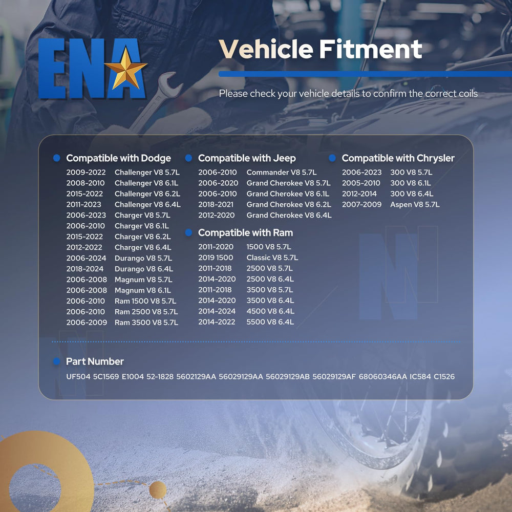 ENA ignition coils eight-pack ready for 5.7L HEMI replacement kit