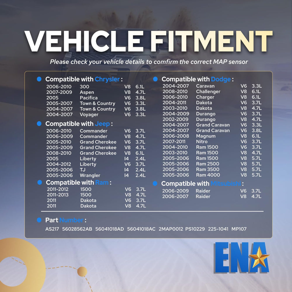 Label details on ENA MAP sensor with part numbers visible