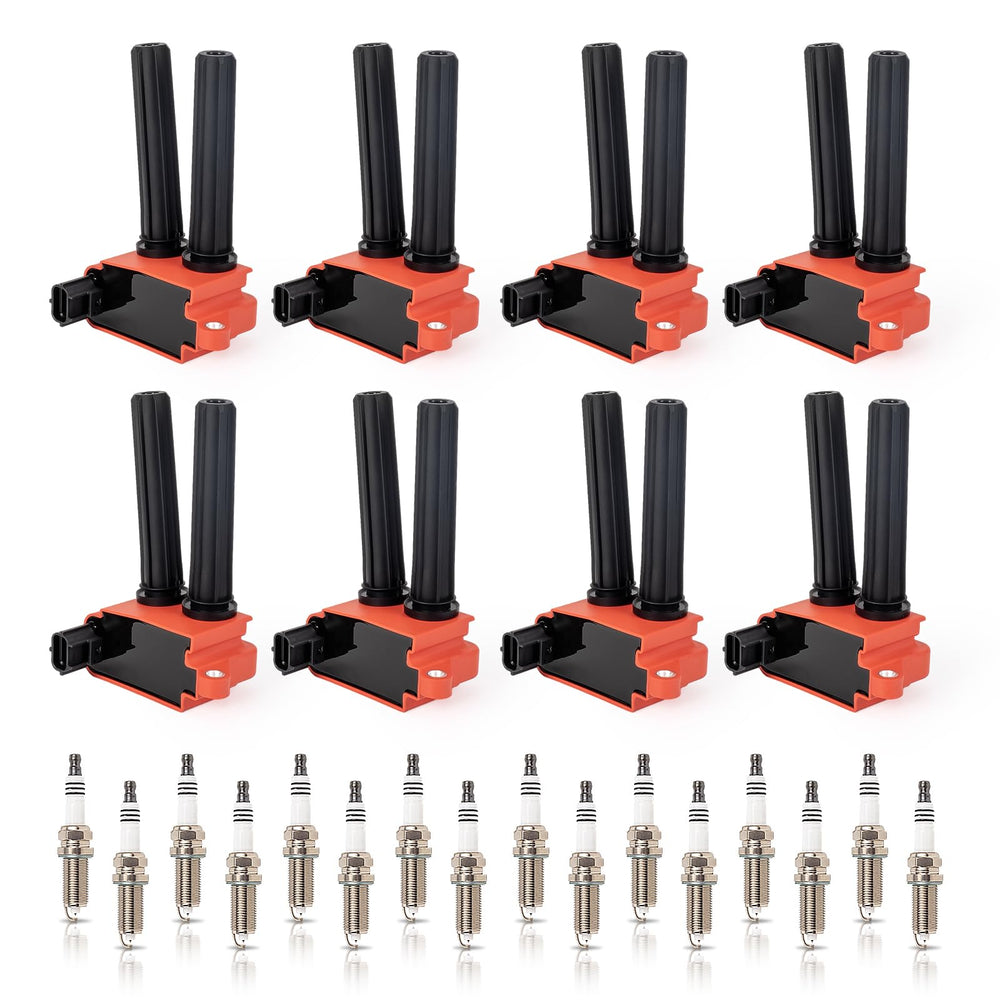 ENA eight-pack red ignition coils close-up demonstrates durable ignition performance.