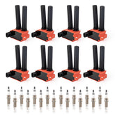 ENA eight-pack red ignition coils close-up demonstrates durable ignition performance.