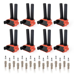 ENA eight-pack red ignition coils close-up demonstrates durable ignition performance.