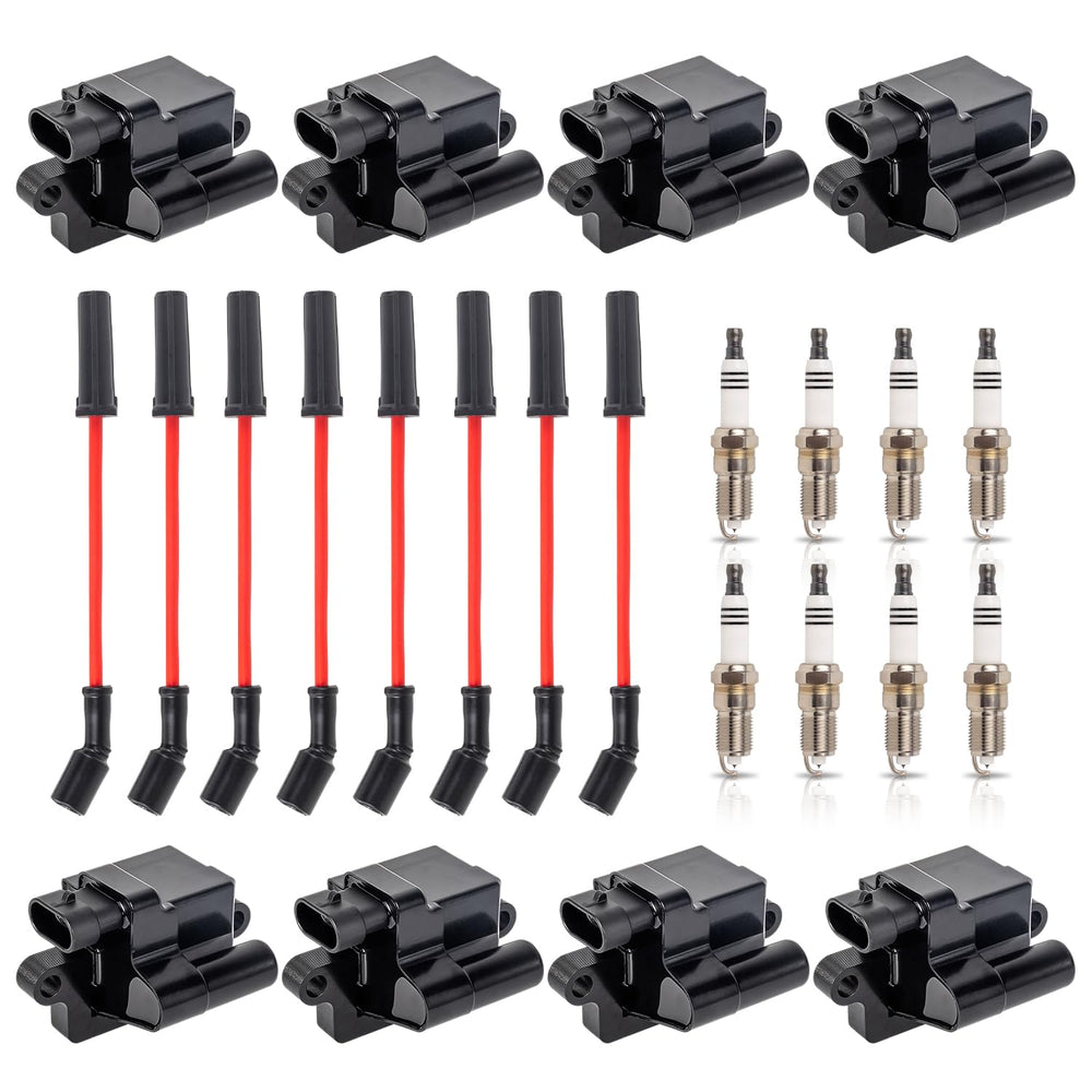 ENA set of eight square ignition coils with red wiring for reliable ignition.