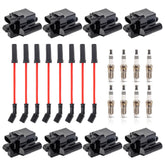 ENA set of eight square ignition coils with red wiring for reliable ignition.