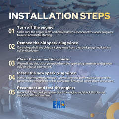 ENA spark plug wires compatibility label confirms model fit for Subaru
