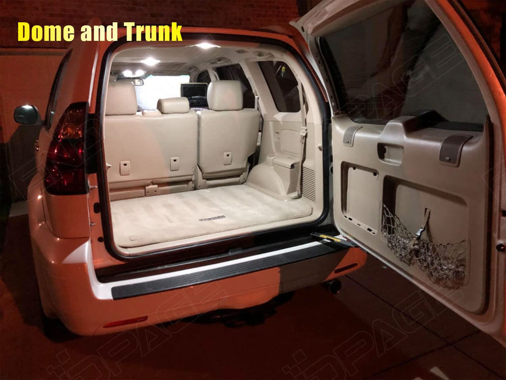 ENDPAGE GX460 trunk lights brighten cargo space for easy loading and organization.