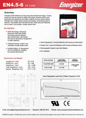 Energizer EN4.5-6 battery for emergency lighting setups