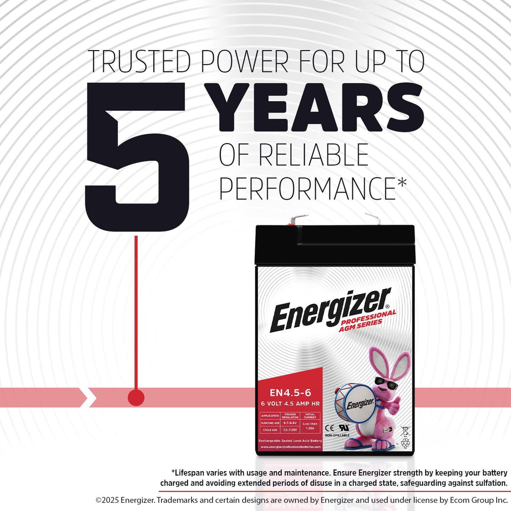 Energizer EN4.5-6 battery valve-regulated feature close-up
