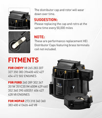 ENGINEMAN HEI cap with brass terminals for reduced voltage loss.
