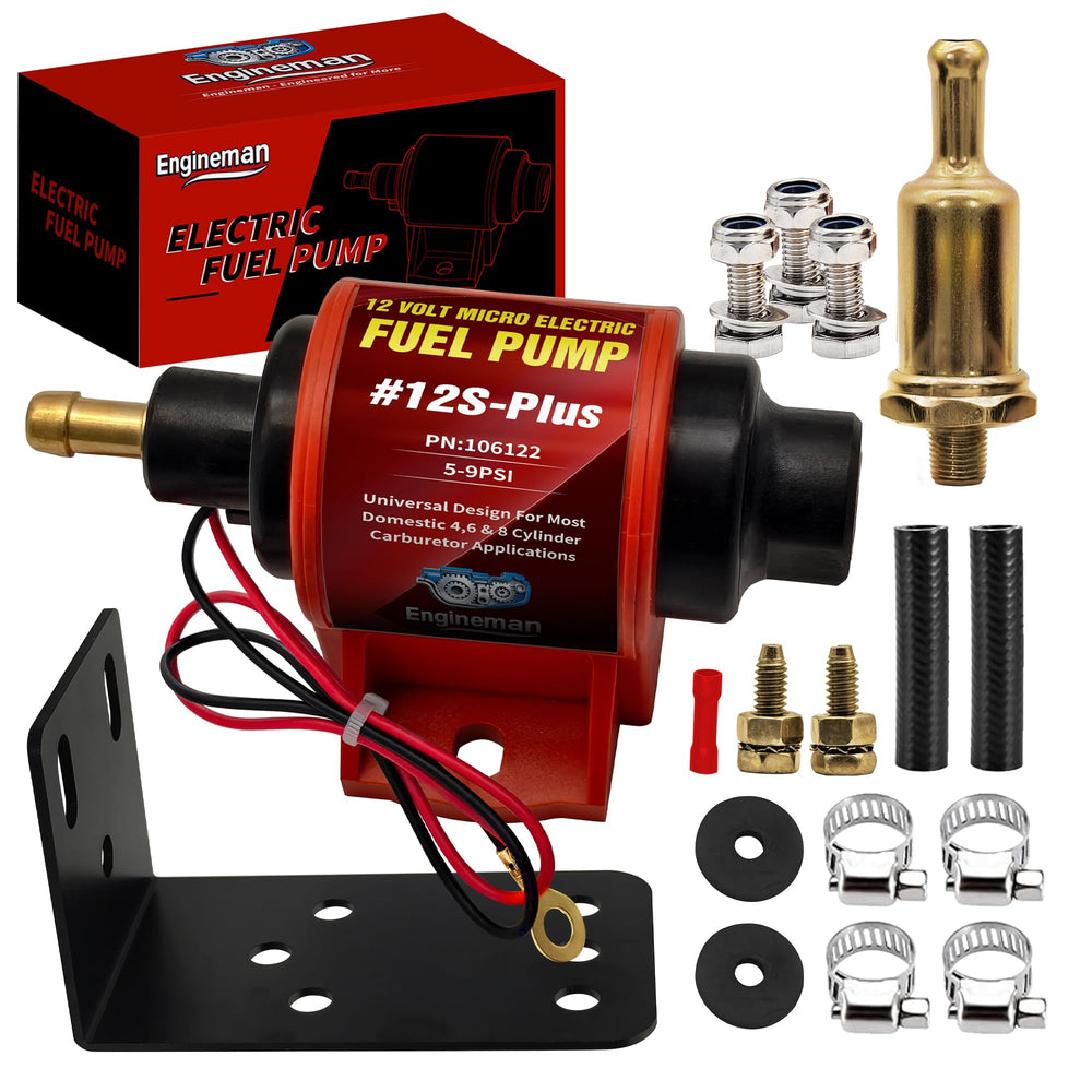 ENGINEMAN universal 12V fuel pump assembly ready for fast, reliable installation.