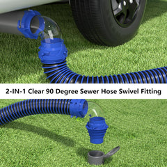 Eniora universal bayonet connection locks onto RV hoses for a quick fit.