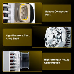 EnTurbo alternator top-view shows pulley and fan layout for reliable cooling.