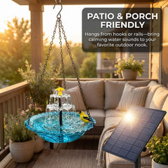 EOHMAK Blue bird bath fountain boosts garden charm with moving water and life.