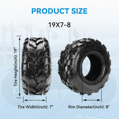 EOPOAYI 19x7-8 tire mounted on rim demonstrates fit for 8x5.5 wheels