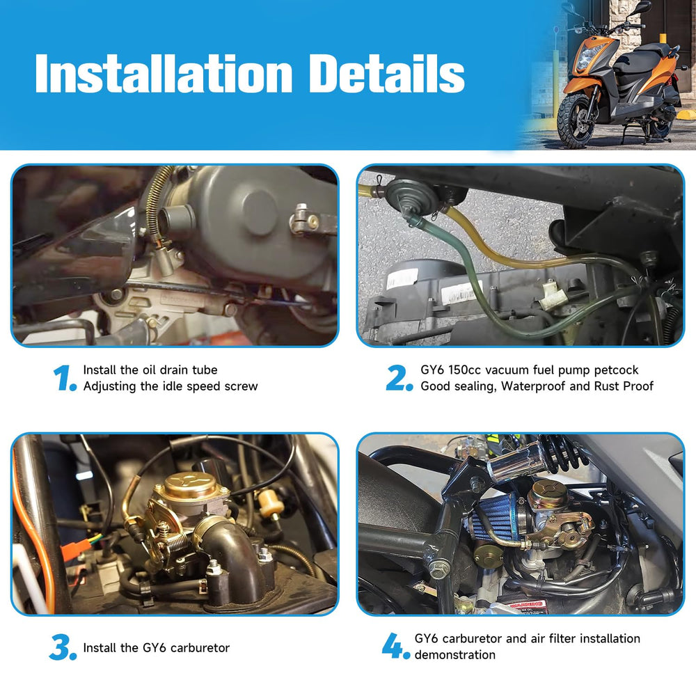 EOPOAYI 42 mm air filter helps clean intake air for better efficiency.