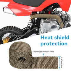 EOPOAYI heat shield wrap installed around exhaust pipe for protection.