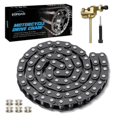 EOPOAYI T8F chain 74 links on a workbench for sizing and inspection.