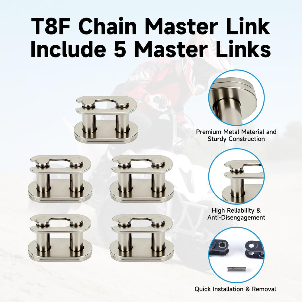 EOPOAYI T8F chain durability shown in heavy-duty alloy steel.