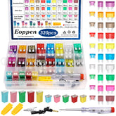 Eoppen 320Pcs car fuses kit with puller and tester for easy maintenance.