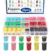 Eoppen 36Pcs Jcase fuse kit packaging shows a sturdy storage box for organization