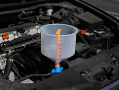 EPAuto spill-proof funnel kit in use shows clean, mess-free refills.