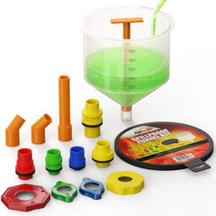 EPAuto spill-proof radiator funnel cap connector for clean, precise coolant transfer.