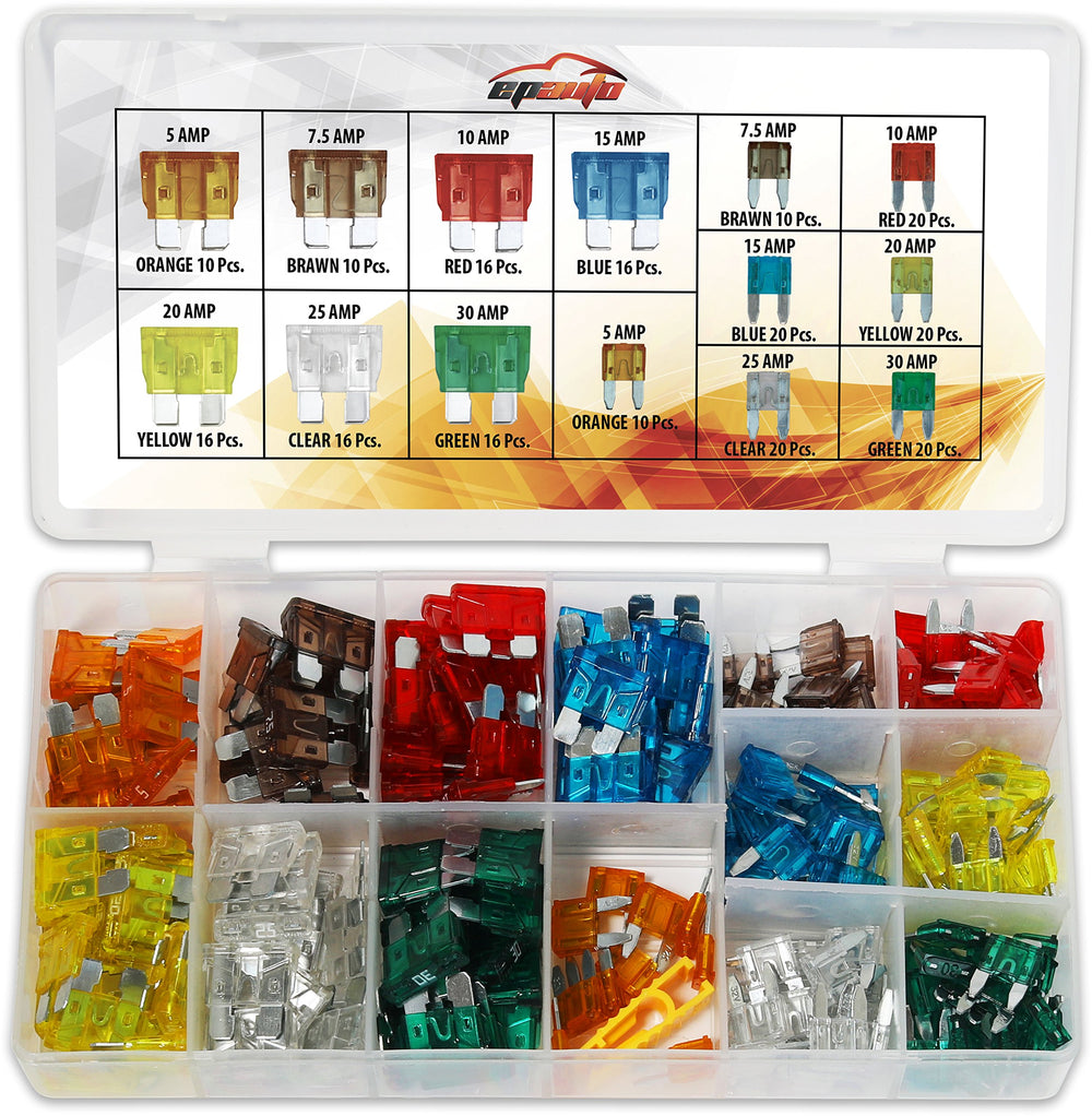 EPAuto 220-piece blade fuse set in case for fast automotive fuse replacements