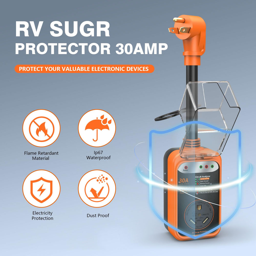 EPLCSE 10000 joules protection maintains RV electrical integrity at sites.