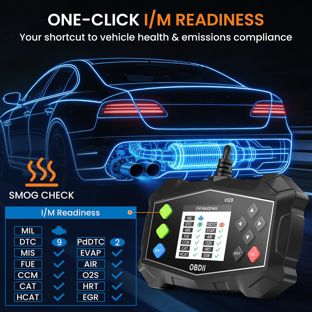 EPLCSE OBD2 scanner with hotkeys enables fast I/M readiness checks.