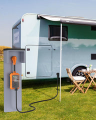 EPLCSE camper-use surge protector ready for roadside or campground setup