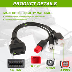 EPLZON 3-in-1 OBD2 cable with 16-pin to 6-pin connector supports more diagnostic setups.
