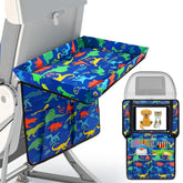 EpoBob dinosaur tray cover top pocket keeps meals and devices organized on planes.