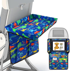 EpoBob dinosaur tray cover top pocket keeps meals and devices organized on planes.