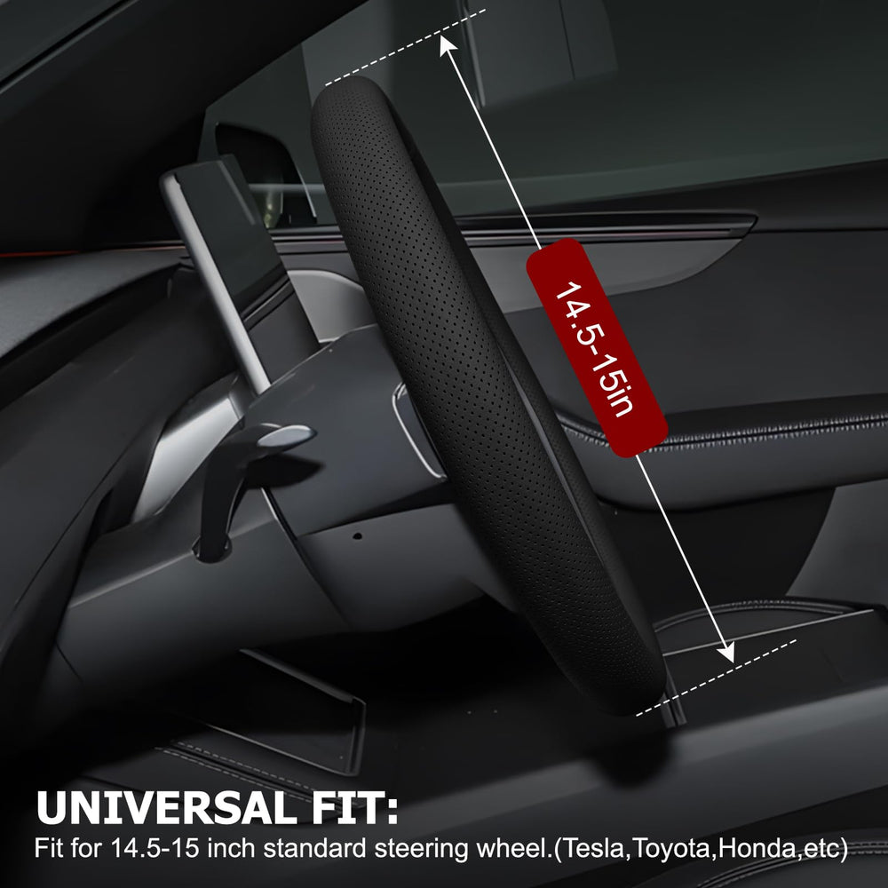 Ernica steering cover with soft leather texture for comfortable long drives.