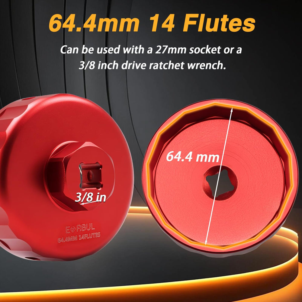 EVRBUL cap wrench shows 27mm socket compatibility for easy leverage.
