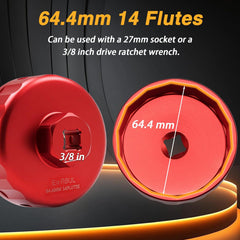 EVRBUL cap wrench shows 27mm socket compatibility for easy leverage.