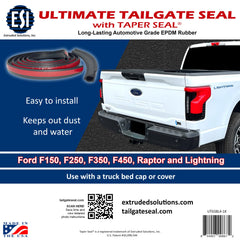 ESI Ultimate Tailgate Seal Ford F-350 side-seal closeup highlights adhesive hold