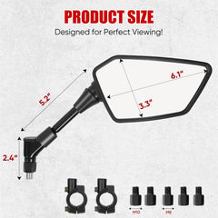 Esploratori ATV mirror adjustable rod enables quick angle fixes on the go.