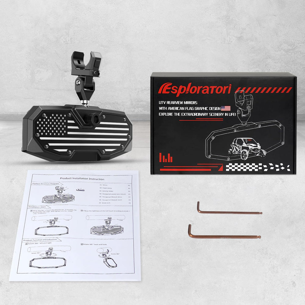Esploratori UTV rear view mirror foldable design for compact storage