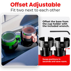 Travel-ready mug holder compatible with common household mugs.