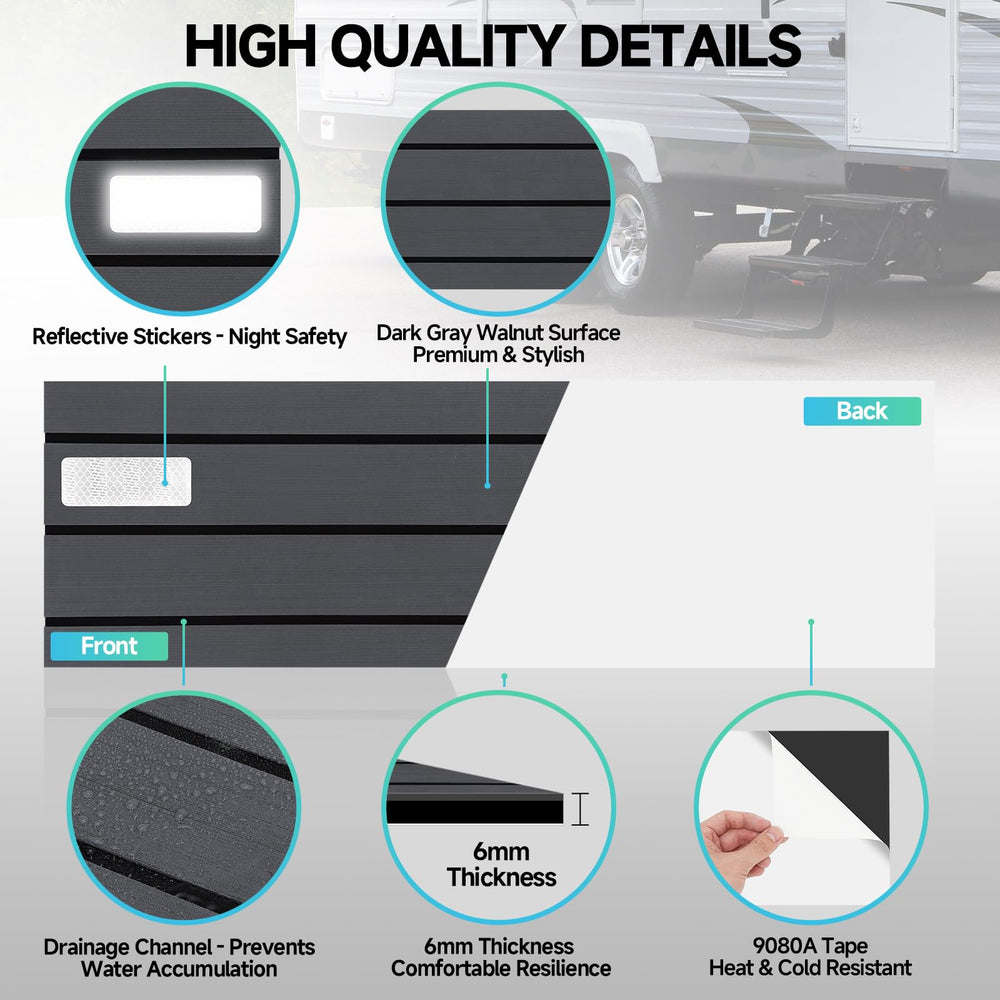 ESUDNT RV Step Covers anti-slip groove surface boosts traction on wet or dry steps.