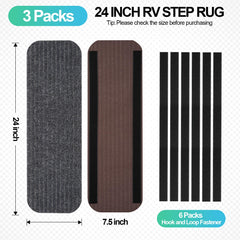 ESUDNT RV step covers installed on stairs show simple hook-and-loop attachment.