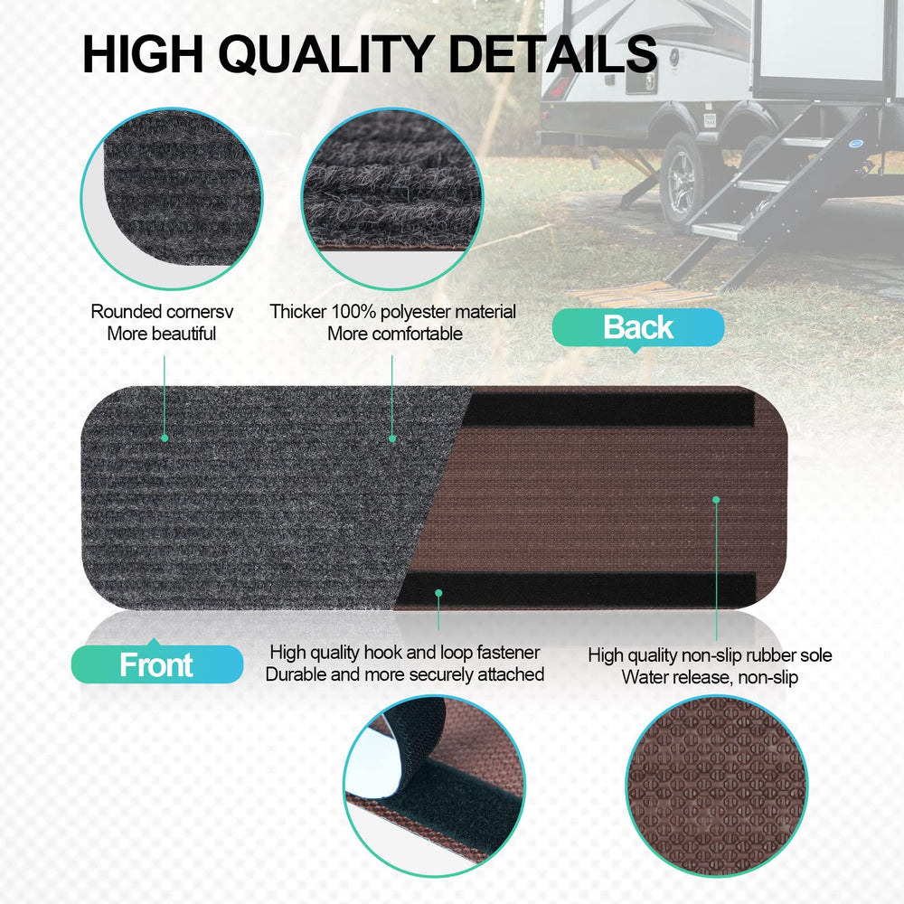 Close-up of ESUDNT RV step covers material, highlighting UV-resistant fabric.