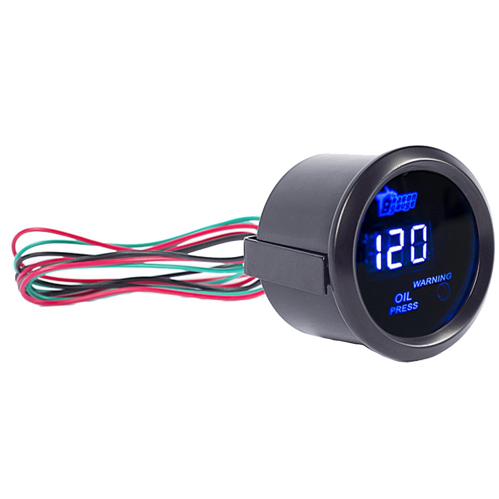 ESUPPORT blue LED oil pressure gauge display 52mm for clear visibility