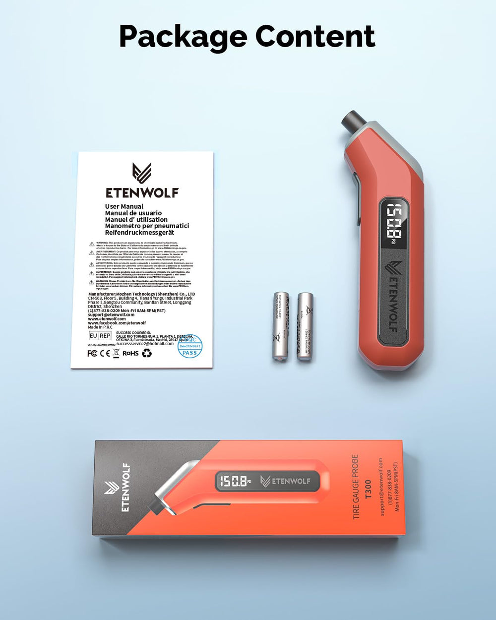 ETENWOLF compact handheld gauge fits easily in a glove box.
