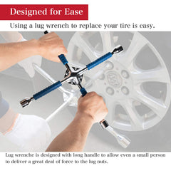 ETERNA anti-slip handle provides a secure grip during roadside tire changes.