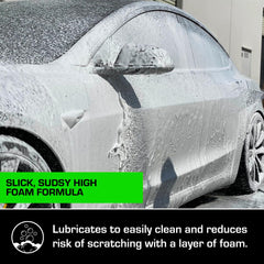 Ethos Ceramic Car Shampoo leaves a glossy finish after rinse on coated surfaces.