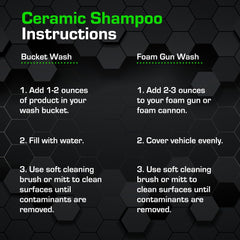Ethos Ceramic Car Shampoo pour action illustrating controlled application.